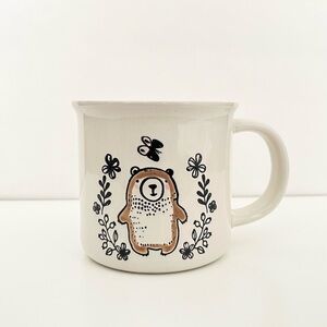 NEW Woodland Bear Ceramic Jumbo Coffee Mug Rustic Nature Cute Floral Large Heavy